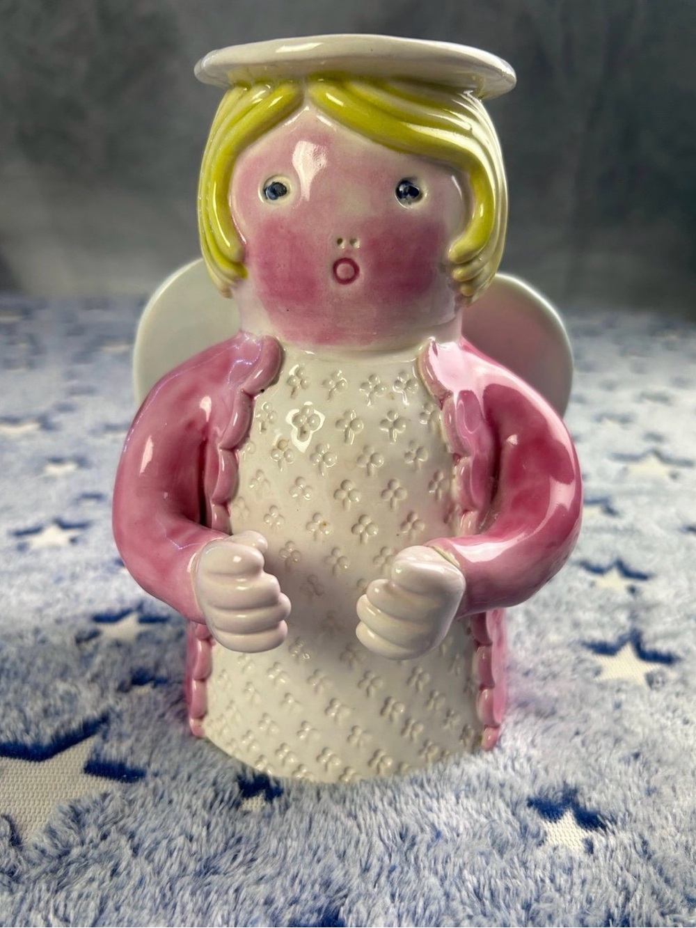 Pink Ceramic Angel Figurine Home Accent